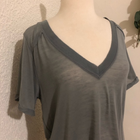 Free People Distressed V neck Tee - Picture 2 of 5